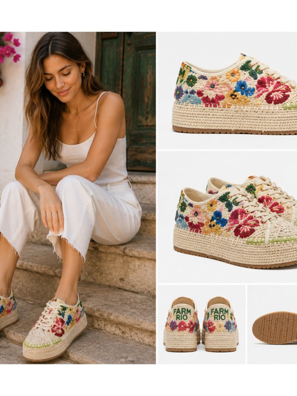FARM RIO Sunset Crochet Flatform Sneaker EUR 9/US 9.5